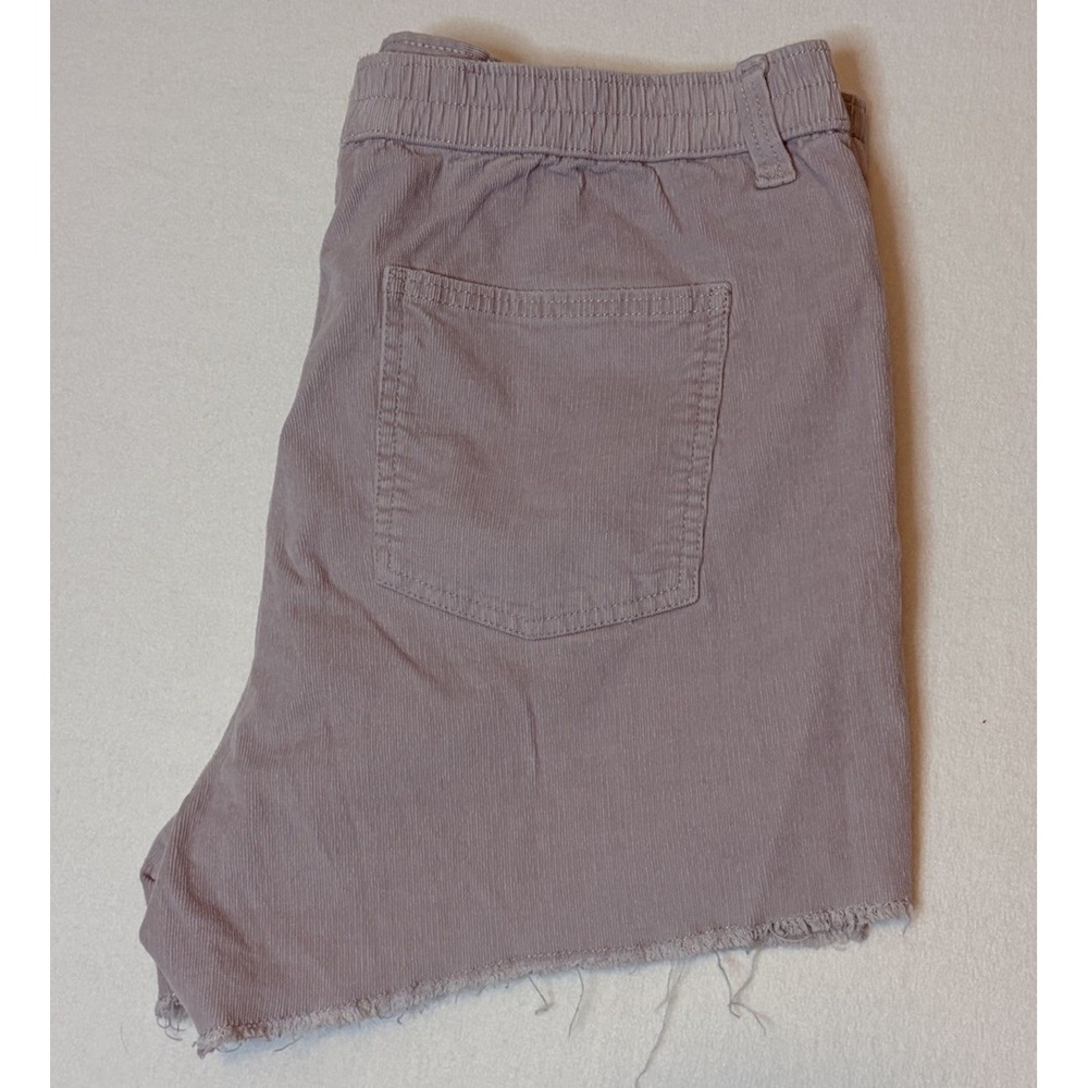 Aerie High Rise Corduroy Shorts Raw Hem Pocket Elastic waist 4" inseam Grey XL - Picture 9 of 10